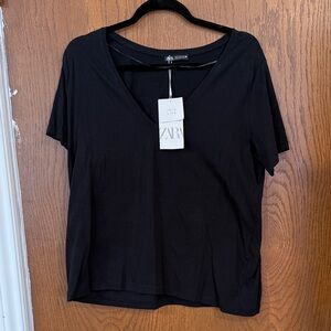 Zara Classic Black Short Sleeve Top